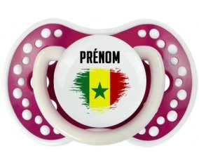 Drapeau effet pinceau Sénégal avec prénom Sucete LOVI Dynamic Fuchsia phosphorescente