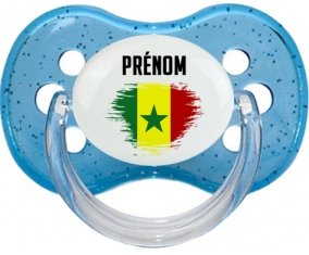 Drapeau effet pinceau Sénégal avec prénom : Sucette Cerise personnalisée
