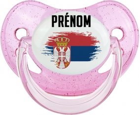 Drapeau effet pinceau Serbie avec prénom Sucete Physiologique Rose à paillette