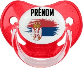 Drapeau effet pinceau Serbie avec prénom Sucete Physiologique Rouge à paillette