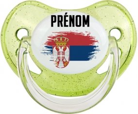 Drapeau effet pinceau Serbie avec prénom Sucete Physiologique Vert à paillette