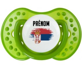 Drapeau effet pinceau Serbie avec prénom Tétine LOVI Dynamic Vert classique