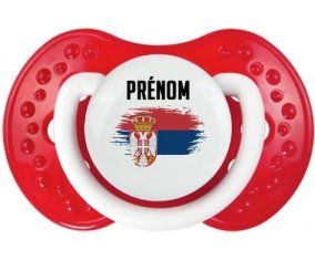 Drapeau effet pinceau Serbie avec prénom Tétine LOVI Dynamic Blanc-rouge classique