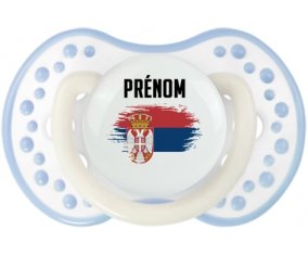 Drapeau effet pinceau Serbie avec prénom Tétine LOVI Dynamic Blanc-cyan classique