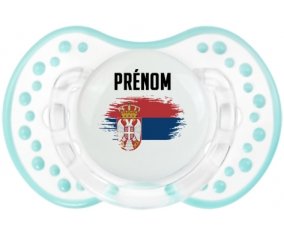 Drapeau effet pinceau Serbie avec prénom Tétine LOVI Dynamic Retro-blanc-lagon classique
