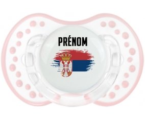 Drapeau effet pinceau Serbie avec prénom Tétine LOVI Dynamic Retro-blanc-rose-tendre classique