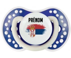 Drapeau effet pinceau Serbie avec prénom Tétine LOVI Dynamic Bleu-marine phosphorescente