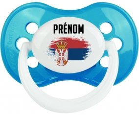 Drapeau effet pinceau Serbie avec prénom Sucette Anatomique Cyan classique