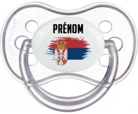 Drapeau effet pinceau Serbie avec prénom Sucette Anatomique Transparente classique