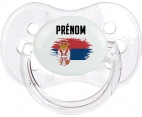 Drapeau effet pinceau Serbie avec prénom Sucette Cerise Transparent classique