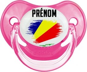 Drapeau effet pinceau les Seychelles avec prénom Sucette Physiologique Rose classique