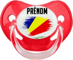 Drapeau effet pinceau les Seychelles avec prénom Sucette Physiologique Rouge à paillette