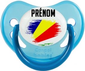 Drapeau effet pinceau les Seychelles avec prénom Sucette Physiologique Bleue phosphorescente