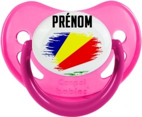 Drapeau effet pinceau les Seychelles avec prénom Sucette Physiologique Rose phosphorescente