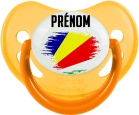 Drapeau effet pinceau les Seychelles avec prénom Sucette Physiologique Jaune phosphorescente