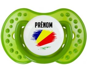 Drapeau effet pinceau les Seychelles avec prénom : Sucette LOVI Dynamic personnalisée