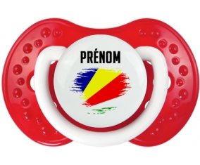Drapeau effet pinceau les Seychelles avec prénom Sucette LOVI Dynamic Blanc-rouge classique
