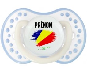 Drapeau effet pinceau les Seychelles avec prénom Sucette LOVI Dynamic Blanc-cyan classique