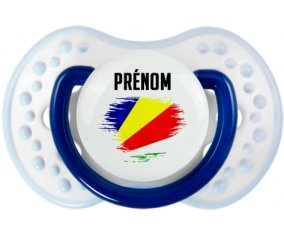 Drapeau effet pinceau les Seychelles avec prénom Sucette LOVI Dynamic Marine-blanc-bleu classique