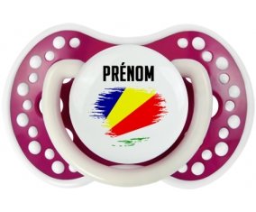Drapeau effet pinceau les Seychelles avec prénom Sucette LOVI Dynamic Fuchsia phosphorescente