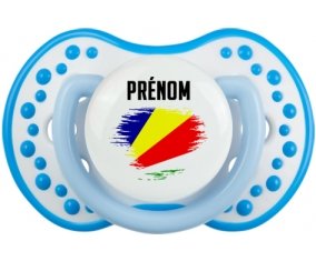 Drapeau effet pinceau les Seychelles avec prénom Sucette LOVI Dynamic Blanc-bleu phosphorescente