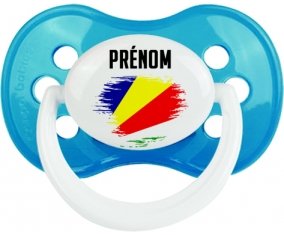 Drapeau effet pinceau les Seychelles avec prénom Tétine Anatomique Cyan classique