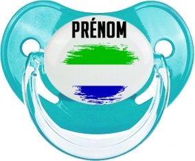 Drapeau effet pinceau Sierra Leone avec prénom : Sucette Physiologique personnalisée
