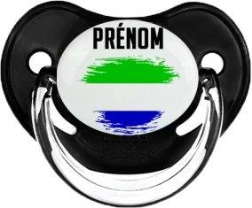 Drapeau effet pinceau Sierra Leone avec prénom Sucette Physiologique Noir classique