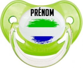 Drapeau effet pinceau Sierra Leone avec prénom Sucette Physiologique Vert classique