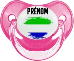 Drapeau effet pinceau Sierra Leone avec prénom Sucette Physiologique Rose classique