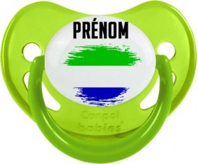 Drapeau effet pinceau Sierra Leone avec prénom Sucette Physiologique Vert phosphorescente