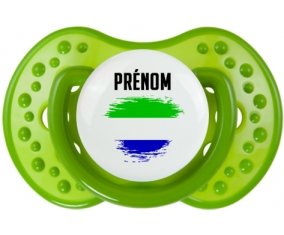 Drapeau effet pinceau Sierra Leone avec prénom Sucette LOVI Dynamic Vert classique