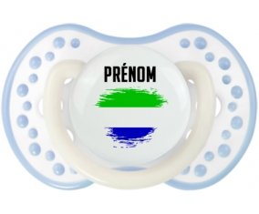Drapeau effet pinceau Sierra Leone avec prénom Sucette LOVI Dynamic Blanc-cyan classique