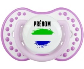Drapeau effet pinceau Sierra Leone avec prénom Sucette LOVI Dynamic Blanc-mauve classique