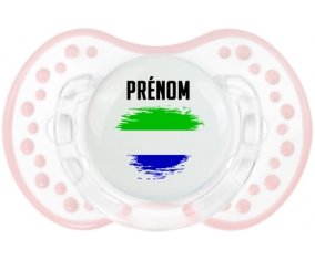 Drapeau effet pinceau Sierra Leone avec prénom Sucette LOVI Dynamic Retro-blanc-rose-tendre classique