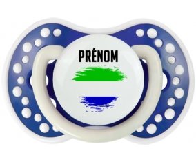 Drapeau effet pinceau Sierra Leone avec prénom Sucette LOVI Dynamic Bleu-marine phosphorescente
