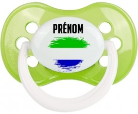 Drapeau effet pinceau Sierra Leone avec prénom Sucette Anatomique Vert classique