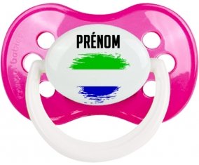 Drapeau effet pinceau Sierra Leone avec prénom Sucette Anatomique Rose foncé classique
