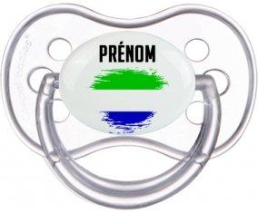Drapeau effet pinceau Sierra Leone avec prénom Sucette Anatomique Transparente classique