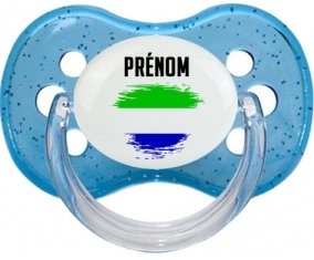 Drapeau effet pinceau Sierra Leone avec prénom : Tétine Cerise personnalisée