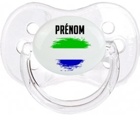 Drapeau effet pinceau Sierra Leone avec prénom Tétine Cerise Transparent classique