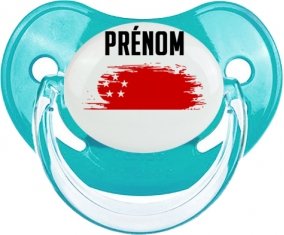 Drapeau effet pinceau Singapour avec prénom Tétine Physiologique Bleue classique