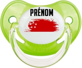 Drapeau effet pinceau Singapour avec prénom Tétine Physiologique Vert classique