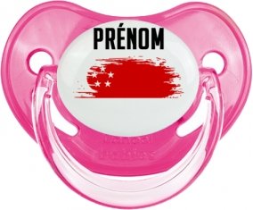 Drapeau effet pinceau Singapour avec prénom Tétine Physiologique Rose classique