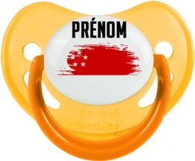 Drapeau effet pinceau Singapour avec prénom Tétine Physiologique Jaune phosphorescente