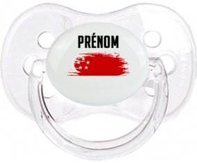 Drapeau effet pinceau Singapour avec prénom Sucete Cerise Transparent classique