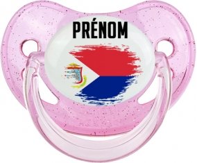 Drapeau effet pinceau Sint Maarten avec prénom Sucete Physiologique Rose à paillette