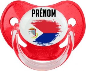 Drapeau effet pinceau Sint Maarten avec prénom Sucete Physiologique Rouge à paillette