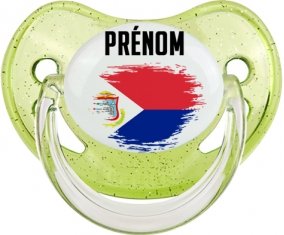 Drapeau effet pinceau Sint Maarten avec prénom Sucete Physiologique Vert à paillette