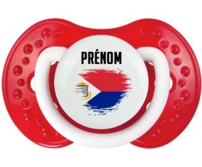 Drapeau effet pinceau Sint Maarten avec prénom Tétine LOVI Dynamic Blanc-rouge classique